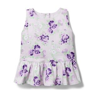 NEW • Janie and Jack • Floral Peplum Top Purple Green 18-24 Months Girls Baby
